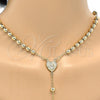 Rosario Mediano 09.118.0015.24 Oro Laminado, Diseño de Corazón y Crucifijo, Pulido, Tono Dorado