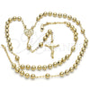 Rosario Mediano 09.118.0015.24 Oro Laminado, Diseño de Corazón y Crucifijo, Pulido, Tono Dorado