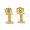 Arete Dormilona 02.156.0192 *PROMO* Oro Laminado, con Blanca Micro Pave, Pulido, Tono Dorado