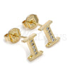 Arete Dormilona 02.156.0192 *PROMO* Oro Laminado, con Blanca Micro Pave, Pulido, Tono Dorado