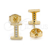 Arete Dormilona 02.156.0192 *PROMO* Oro Laminado, con Blanca Micro Pave, Pulido, Tono Dorado