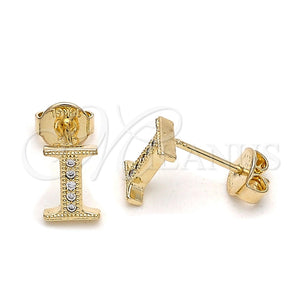 Arete Dormilona 02.156.0192 *PROMO* Oro Laminado, con Blanca Micro Pave, Pulido, Tono Dorado