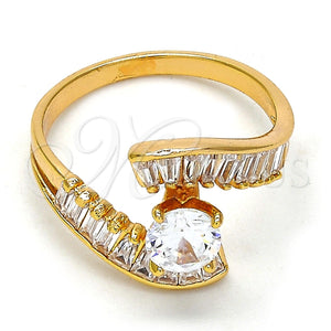 Anillo Multi Piedra 01.213.0001.07 Oro Laminado, con Blanca Zirconia Cubica, Pulido, Tono Dorado (Size 7)