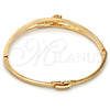 Aro Individual 07.171.0032.04 Oro Laminado, Diseño de Flor, con Cristal Blanca, Pulido, Tono Dorado (Grosor 07 MM, Talla 5 (2,50 de Diámetro))