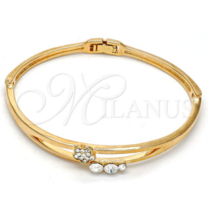 Aro Individual 07.171.0032.04 Oro Laminado, Diseño de Flor, con Blanca Cristal, Pulido, Tono Dorado (07 MM Thickness, Size 5 (2.50 Diameter))