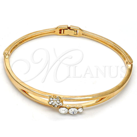 Aro Individual 07.171.0032.04 Oro Laminado, Diseño de Flor, con Blanca Cristal, Pulido, Tono Dorado (07 MM Thickness, Size 5 (2.50 Diameter))