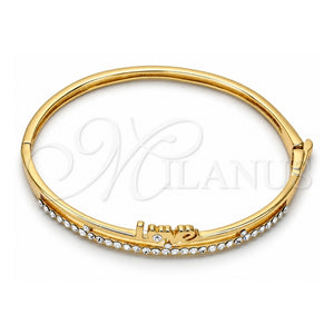 Aro Individual 07.171.0036.05 Oro Laminado, Diseño de Amor, con Cristal Blanca, Pulido, Tono Dorado (Grosor 05 MM, Talla 5 (2,50 de Diámetro))