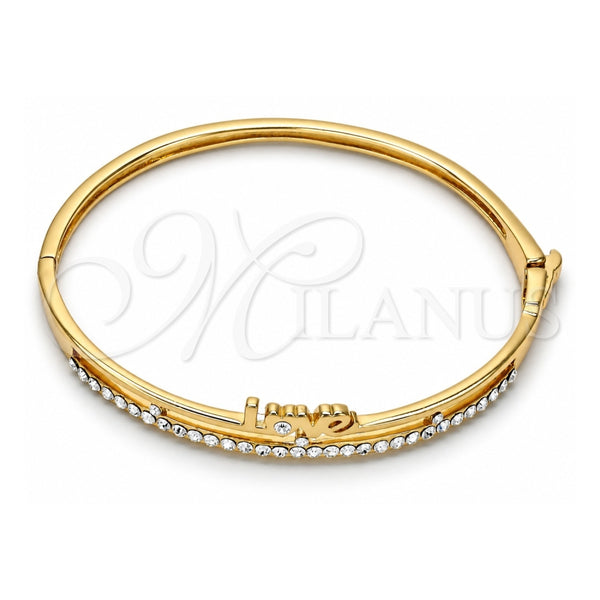 Aro Individual 07.171.0036.05 Oro Laminado, Diseño de Amor, con Cristal Blanca, Pulido, Tono Dorado (Grosor 05 MM, Talla 5 (2,50 de Diámetro))