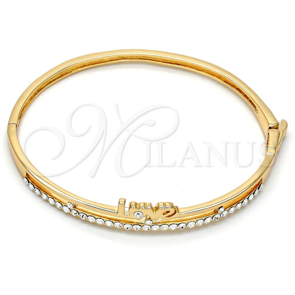 Aro Individual 07.171.0036.05 Oro Laminado, Diseño de Amor, con Blanca Cristal, Pulido, Tono Dorado (05 MM Thickness, Size 5 (2.50 Diameter))