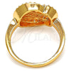 Anillo Multi Piedra 01.99.0016.07 Oro Laminado, Diseño de Baguette, con Blanca Zirconia Cubica, Pulido, Tono Dorado (Size 7)