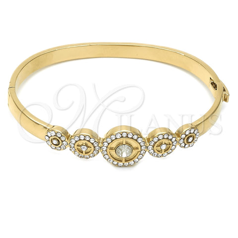 Aro Individual 07.100.0006.04 Oro Laminado, con Blanca Cristal, Pulido, Tono Dorado (06 MM Thickness, Size 5 (2.50 Diameter))