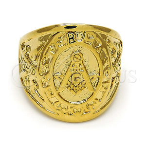 Anillo de Hombre 01.185.0009.09 Oro Laminado, Pulido, Tono Dorado (Size 9)