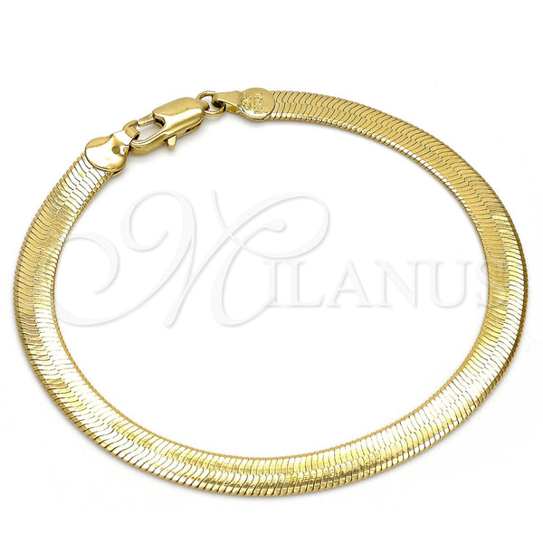 Pulsera Básica 5.221.005.2.08 Oro Laminado, Diseño de Herringbone, Pulido, Tono Dorado (0.80 Gauge, 05 MM Thickness, 8 Inches Length)