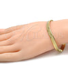 Pulsera Básica 5.221.007.1.08 Oro Laminado, Diseño de Herringbone, Pulido, Tono Dorado (100 Gauge, 07 MM Thickness, 8 Inches Length)