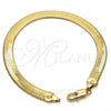 Pulsera Básica 5.221.007.1.08 Oro Laminado, Diseño de Herringbone, Pulido, Tono Dorado (100 Gauge, 07 MM Thickness, 8 Inches Length)
