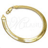 Pulsera Básica 5.221.007.1.08 Oro Laminado, Diseño de Herringbone, Pulido, Tono Dorado (100 Gauge, 07 MM Thickness, 8 Inches Length)