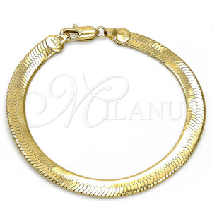 Pulsera Básica 5.221.007.1.08 Oro Laminado, Diseño de Herringbone, Pulido, Tono Dorado (100 Gauge, 07 MM Thickness, 8 Inches Length)
