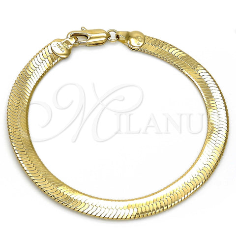 Pulsera Básica 5.221.007.1.08 Oro Laminado, Diseño de Herringbone, Pulido, Tono Dorado (100 Gauge, 07 MM Thickness, 8 Inches Length)