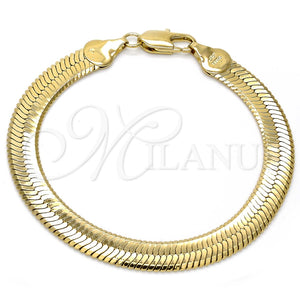 Pulsera Básica 5.221.004.1.08 Oro Laminado, Diseño de Herringbone, Pulido, Tono Dorado (150 Gauge, 08 MM Thickness, 8 Inches Length)