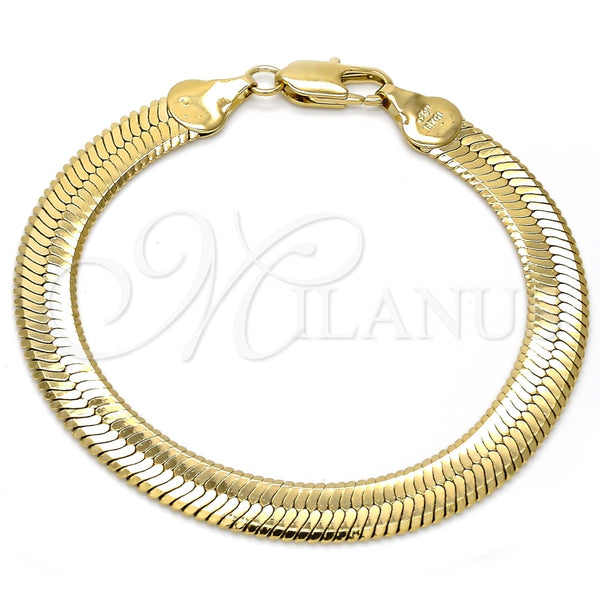 Pulsera Básica 5.221.004.1.08 Oro Laminado, Diseño de Herringbone, Pulido, Tono Dorado (150 Gauge, 08 MM Thickness, 8 Inches Length)
