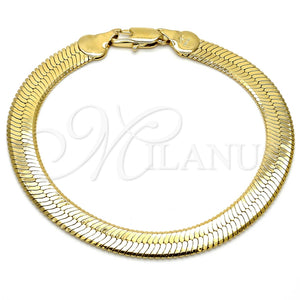Pulsera Básica 5.221.004.1.09 Oro Laminado, Diseño de Herringbone, Pulido, Tono Dorado (150 Gauge, 08 MM Thickness, 9 Inches Length)
