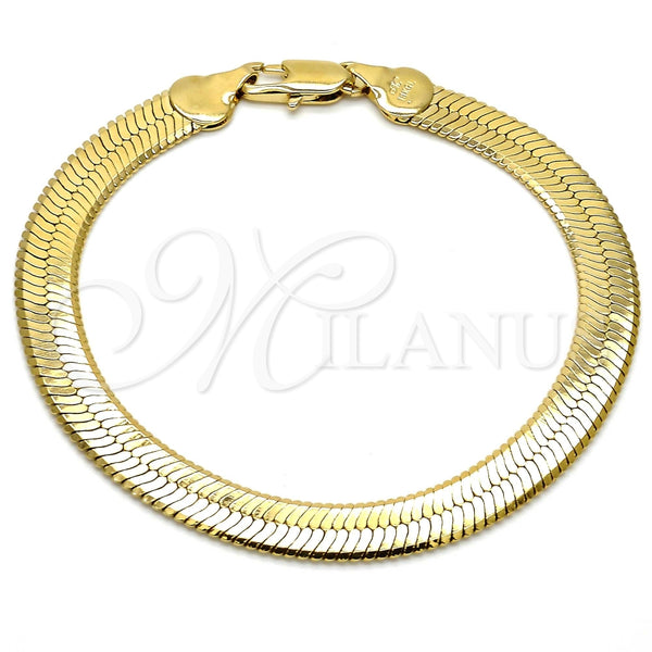 Pulsera Básica 5.221.004.1.09 Oro Laminado, Diseño de Herringbone, Pulido, Tono Dorado (150 Gauge, 08 MM Thickness, 9 Inches Length)