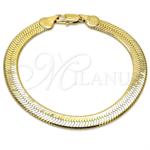 Pulsera Básica 5.221.004.1.09 Oro Laminado, Diseño de Herringbone, Pulido, Tono Dorado (150 Gauge, 08 MM Thickness, 9 Inches Length)