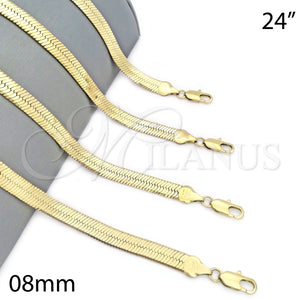 Gargantilla Basica 5.221.004.1.24 Oro Laminado, Diseño de Herringbone, Pulido, Tono Dorado (150 Gauge, 08 MM Thickness, 24 Inches Length)