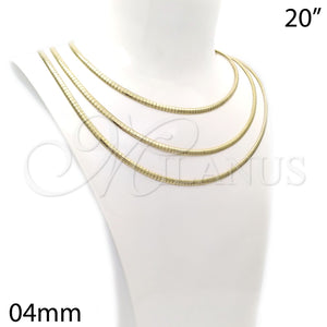 Gargantilla Basica 5.220.002.20 Oro Laminado, Diseño de Herringbone, Pulido, Tono Dorado (04 MM Thickness, 20 Inches Length)