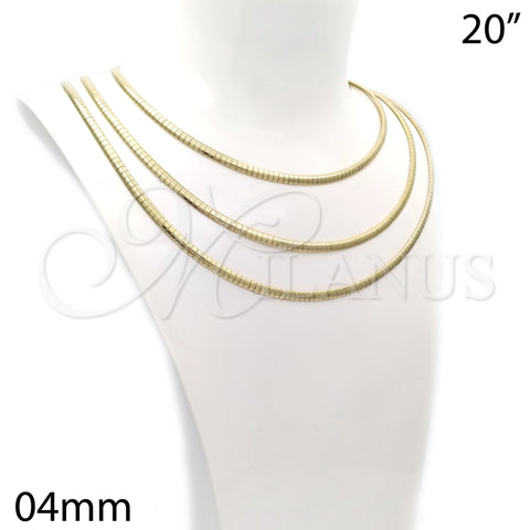 Gargantilla Basica 5.220.002.20 Oro Laminado, Diseño de Herringbone, Pulido, Tono Dorado (04 MM Thickness, 20 Inches Length)