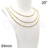 Gargantilla Basica 5.220.002.20 Oro Laminado, Diseño de Herringbone, Pulido, Tono Dorado (04 MM Thickness, 20 Inches Length)