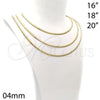 Gargantilla Basica 5.220.002.20 Oro Laminado, Diseño de Herringbone, Pulido, Tono Dorado (04 MM Thickness, 20 Inches Length)