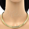 Gargantilla Basica 5.220.006.20 Oro Laminado, Diseño de Herringbone, Pulido, Tono Dorado (08 MM Thickness, 20 Inches Length)