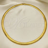 Gargantilla Basica 5.220.006.20 Oro Laminado, Diseño de Herringbone, Pulido, Tono Dorado (08 MM Thickness, 20 Inches Length)