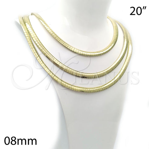 Gargantilla Basica 5.220.006.20 Oro Laminado, Diseño de Herringbone, Pulido, Tono Dorado (08 MM Thickness, 20 Inches Length)