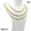 Gargantilla Basica 5.220.006.20 Oro Laminado, Diseño de Herringbone, Pulido, Tono Dorado (08 MM Thickness, 20 Inches Length)