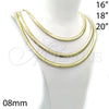 Gargantilla Basica 5.220.006.20 Oro Laminado, Diseño de Herringbone, Pulido, Tono Dorado (08 MM Thickness, 20 Inches Length)