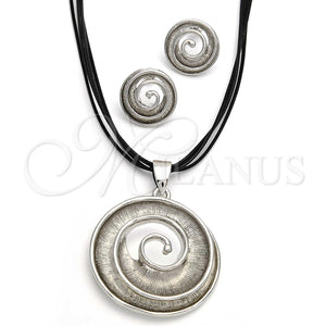 Collar y Dije 06.59.0107 Rodio Laminado, Diseño de Espiral, Pulido, Rodinado