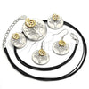 Collar y Dije 06.59.0108 Oro Laminado, Diseño de Oja y Espiral, Pulido, Dos Tonos