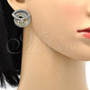 Collar y Dije 06.59.0110 Oro Laminado, Diseño de Espiral y Oja, con Blanca Cristal, Pulido, Dos Tonos