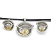 Collar y Dije 06.59.0110 Oro Laminado, Diseño de Espiral y Oja, con Blanca Cristal, Pulido, Dos Tonos