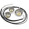 Collar y Dije 06.59.0110 Oro Laminado, Diseño de Espiral y Oja, con Blanca Cristal, Pulido, Dos Tonos