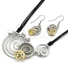 Collar y Dije 06.59.0109 Oro Laminado, Diseño de Espiral y Oja, con Blanca Cristal, Pulido, Dos Tonos
