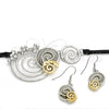 Collar y Dije 06.59.0109 Oro Laminado, Diseño de Espiral y Oja, con Blanca Cristal, Pulido, Dos Tonos