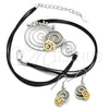 Collar y Dije 06.59.0109 Oro Laminado, Diseño de Espiral y Oja, con Blanca Cristal, Pulido, Dos Tonos