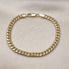 Pulsera Básica 5.223.012.07 Oro Laminado, Diseño de Miami Cubana, Pulido, Tono Dorado (140 Gauge, 05 MM Thickness, 7 Inches Length)