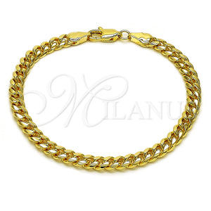 Pulsera Básica 5.223.012.07 Oro Laminado, Diseño de Miami Cubana, Pulido, Tono Dorado (140 Gauge, 05 MM Thickness, 7 Inches Length)