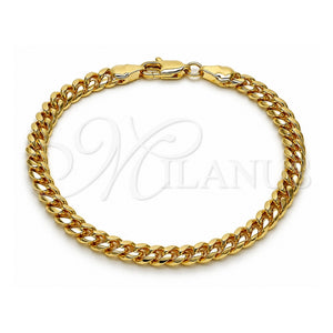 Pulsera Básica 5.223.012.07 Oro Laminado, Diseño de Miami Cubana, Pulido, Tono Dorado (140 Gauge, 05 MM Thickness, 7 Inches Length)