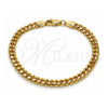 Pulsera Básica 5.223.012.07 Oro Laminado, Diseño de Miami Cubana, Pulido, Tono Dorado (140 Gauge, 05 MM Thickness, 7 Inches Length)