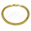 Pulsera Básica 5.223.012.07 Oro Laminado, Diseño de Miami Cubana, Pulido, Tono Dorado (140 Gauge, 05 MM Thickness, 7 Inches Length)